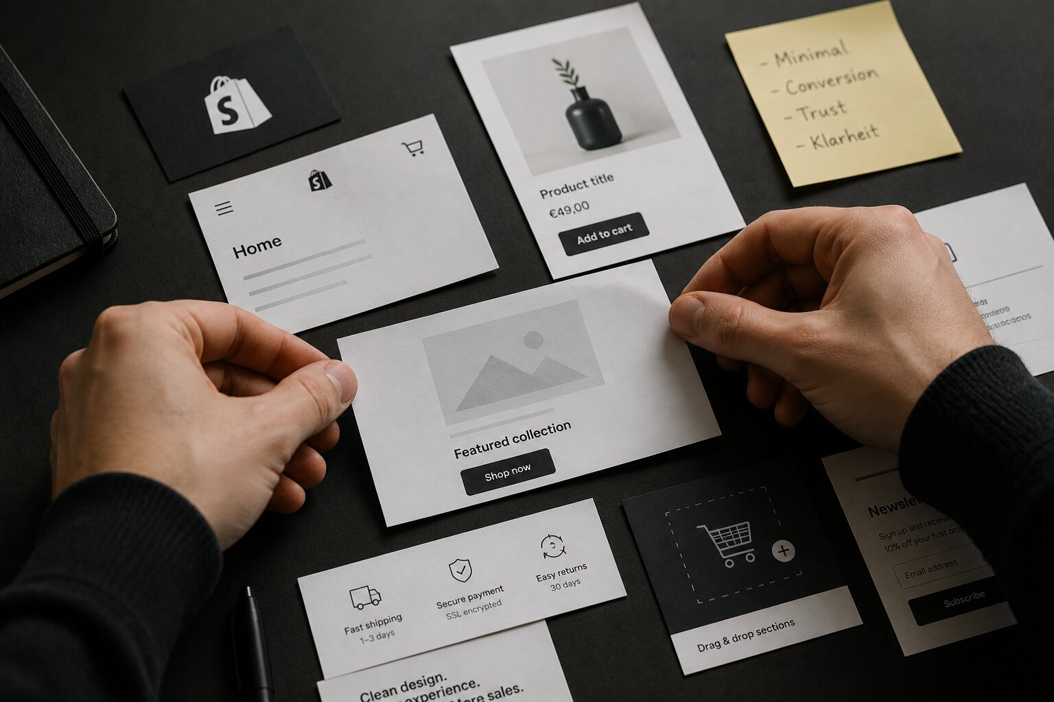 Designer arbeitet an einem individuellen Shopify Shop