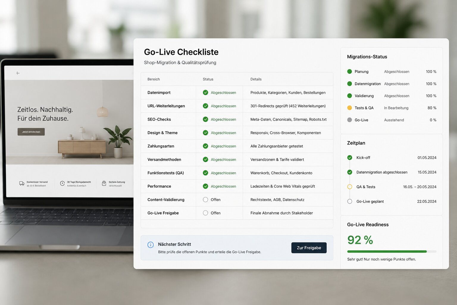 Strukturierter Go-Live-Check mit Checkliste vor dem Shopify-Start